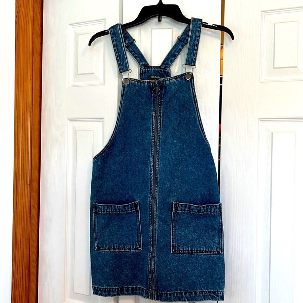 Blue denim mini dress with zipper